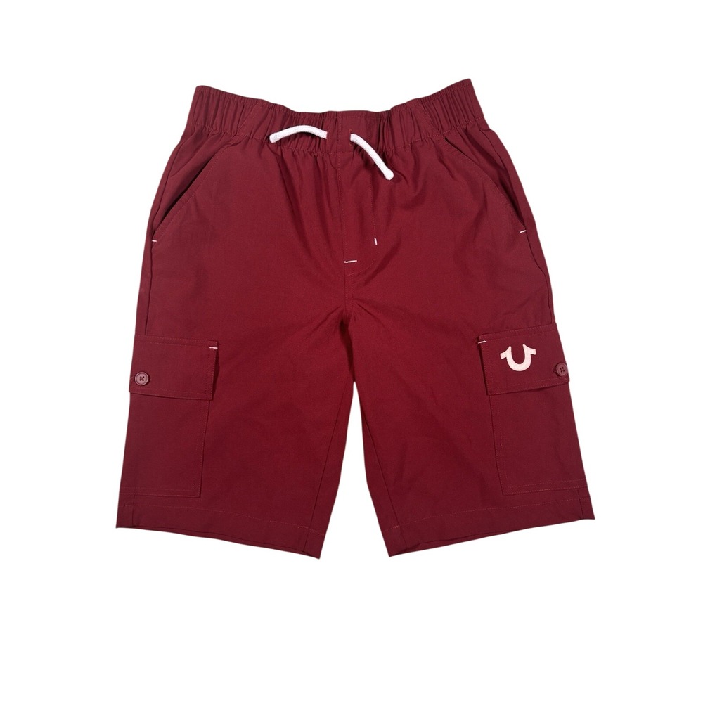 True Religion Boys Size Large L Red Cargo Swim Trunks Board Shorts Horseshoe